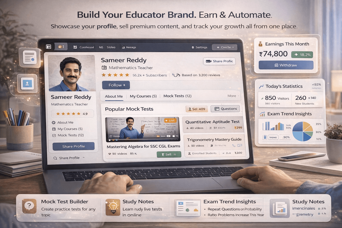 Educator branding and profile building tools for online teachers